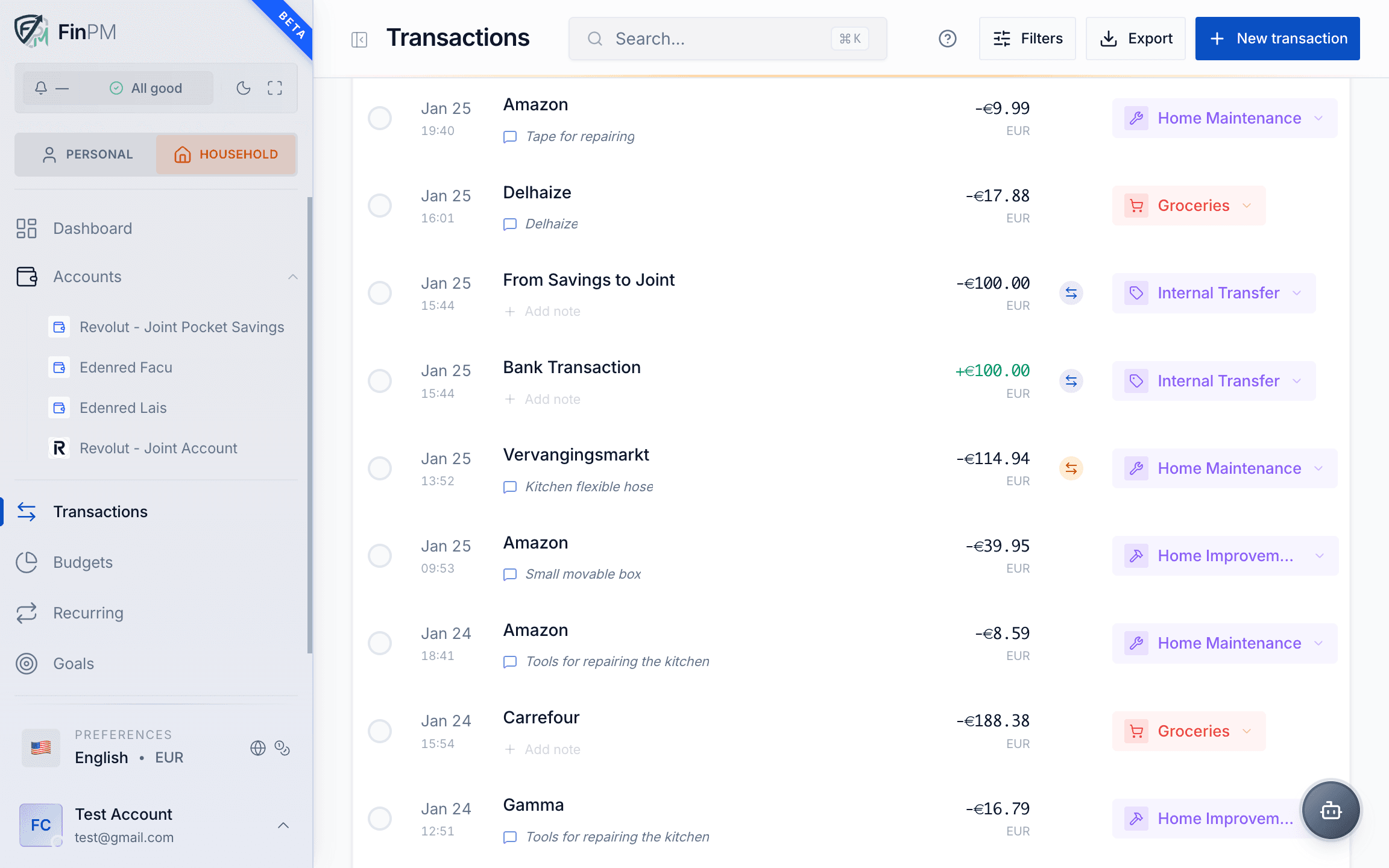 Categorization that stays consistent · Merchant, place, and payment type resolved. (1)